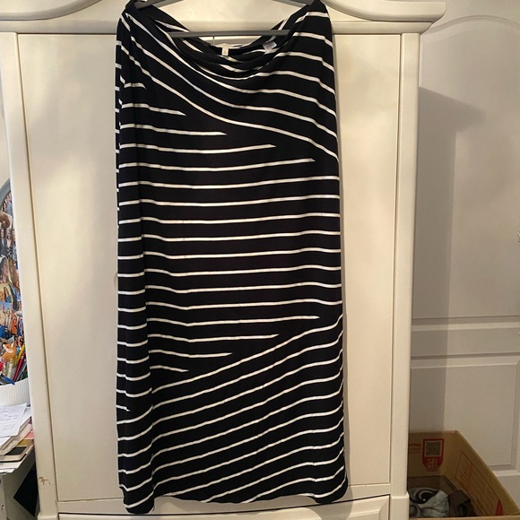 Talbots Asymmetrical Black and White Striped Skirt - Picture 1 of 7